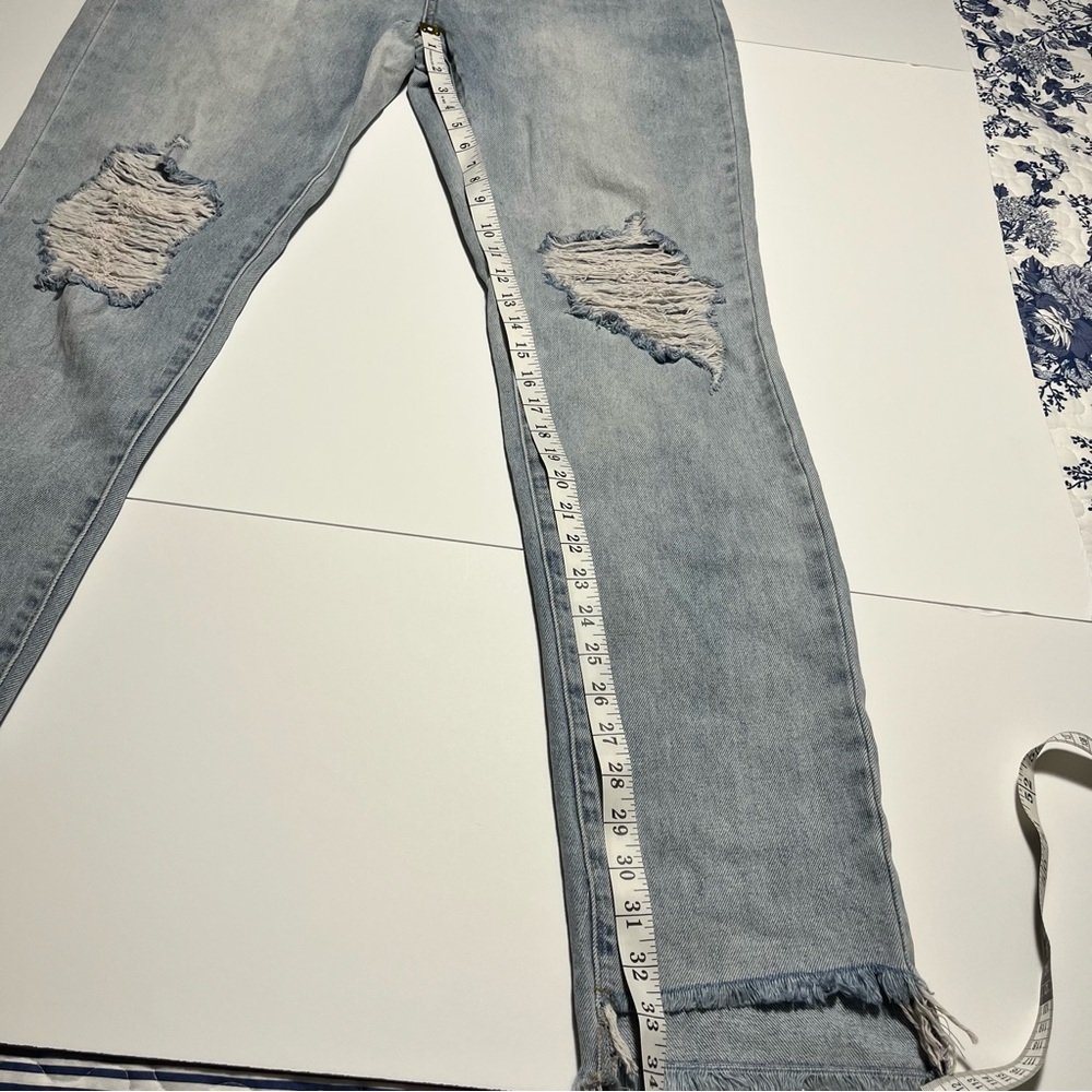 By Egreis Archie Jean Women Large Blue Denim Wide Leg High Waist Crisscross NEW - Picture 5 of 15